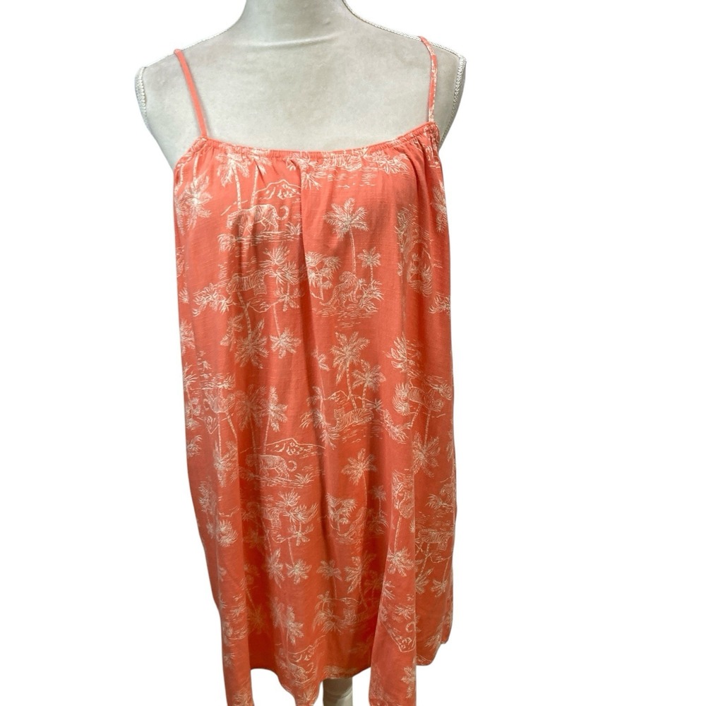 NWT H&M H & M S Orange Spaghetti Strap Summer Dress Tiger Palm trees Womens  NEW